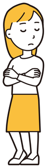  ロングヘア女性(黄)-113-全身 無視,女性,女の子,人物,かわいい,若い,挿絵,素材,無料,シンプルのイラスト素材