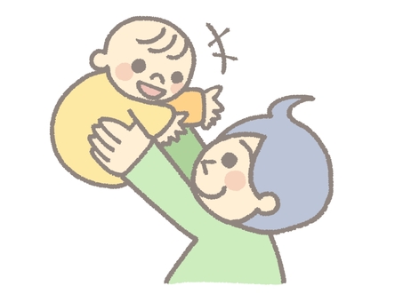 赤ちゃんを高い高いするお父さん 赤ちゃん,赤ん坊,乳児,抱っこ,高い,掲げる,お父さん,父親,パパ,男性のイラスト素材