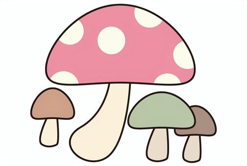 かわいい？毒キノコさんのカード きのこ,デフォルメ,かわいい,毒キノコ,秋,水玉のイラスト素材