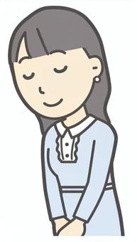 ワンピースお嬢様-124-バスト  ワンピースお嬢様-124-バスト おじぎ,笑顔,お嬢様,女性,女の子,オシャレ,人物,かわいい,微笑む,にっこりのイラスト素材