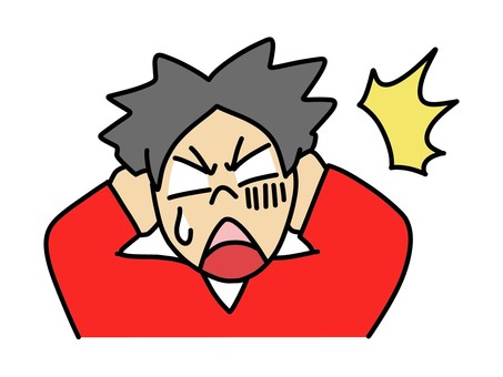 ショックを受けて頭を抱える男性のイラスト 男性,手書き,シンプル,挿絵,ショック,ガーン,驚き,トラブル,困る,失敗のイラスト素材