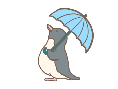 Illustration of a penguin holding an umbrella, , JPG and PNG