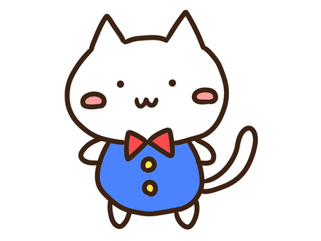 リボンでおしゃれして司会をするかわいい猫 リボン,おしゃれ,司会,発表会,案内,進行係,ねこ,かわいい,イベント,行事のイラスト素材