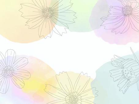 やさしげな背景212＿コスモス 花,壁紙,フレーム,コスモス,秋桜,秋,背景,秋の花,植物,枠のイラスト素材