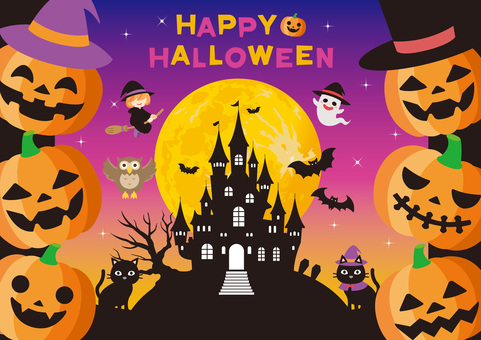 ハロウィンの背景05_25 ハロウィン,背景,ポストカード,壁紙,イラスト,かわいい,シンプル,秋,10月,カボチャのイラスト素材