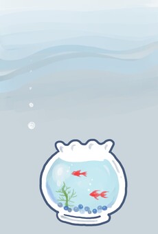 Summer greeting card, summer, fish bowl, postcard, JPG and PNG