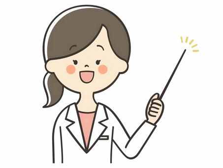 説明する白衣の女性 医師,医者,女性,説明,教える,解説,プレゼン,発表,ポイント,注目のイラスト素材