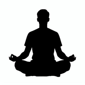 瞑想する男性のシルエット 瞑想,リラックス,男性,シルエット,スピリチュアル,祈り,天,ヨガ,あぐら,精神のイラスト素材