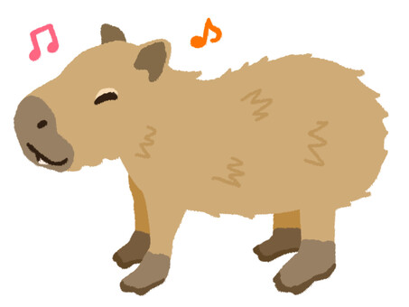 左を向いた楽しそうに笑うカピバラ カピバラ,顔,微笑む,喜ぶ,楽しい,ご機嫌,嬉しい,笑う,笑顔,動物園のイラスト素材