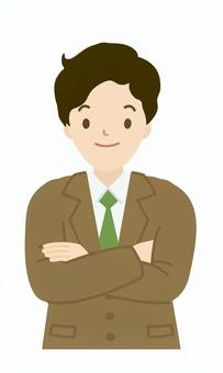 サラリーマン_腕組み(上半身)2 サラリーマン,ビジネスマン,会社員のイラスト素材
