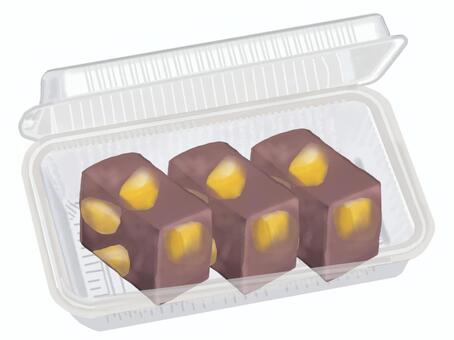 栗蒸し羊羹（フードパック入り） 羊羹,蒸し羊羹,栗,フードパック,小豆,食べ物,和菓子,菓子,おやつ,スイーツのイラスト素材