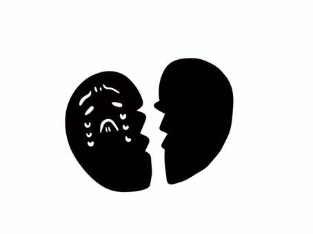 割れているハート ハート,白黒,モノクロ,手書き,手描き,シンプル,かわいい,顔付き,壊れる,涙のイラスト素材