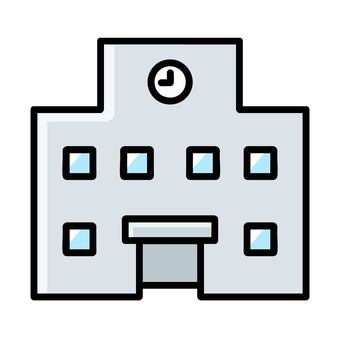 シンプルなグレーの学校の建物 学校,校舎,小学校,中学校,高校,カット,シンプル,建物,教育,学びのイラスト素材