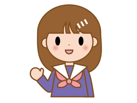 女子中学生　笑顔2 女子,中学生,高校生,学生,人物,セーラー服,制服,笑顔,にっこり,かわいいのイラスト素材