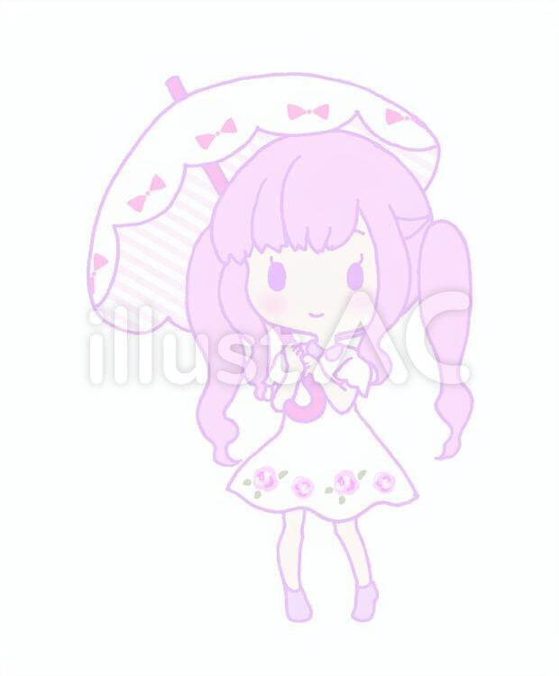 傘 傘,女の子,手描きのイラスト素材