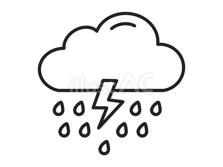 雷雨を表す天気アイコンイラスト	 雷,稲妻,嵐のイラスト素材