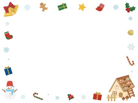 クリスマスのモチーフのフレーム枠 クリスマス,フレーム,冬,モチーフ,枠,飾り,四角,かわいい,ポップ,タイトル枠のイラスト素材