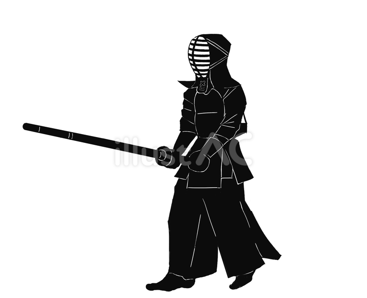 剣道２(シルエット) 剣道,剣士,剣道男子のイラスト素材