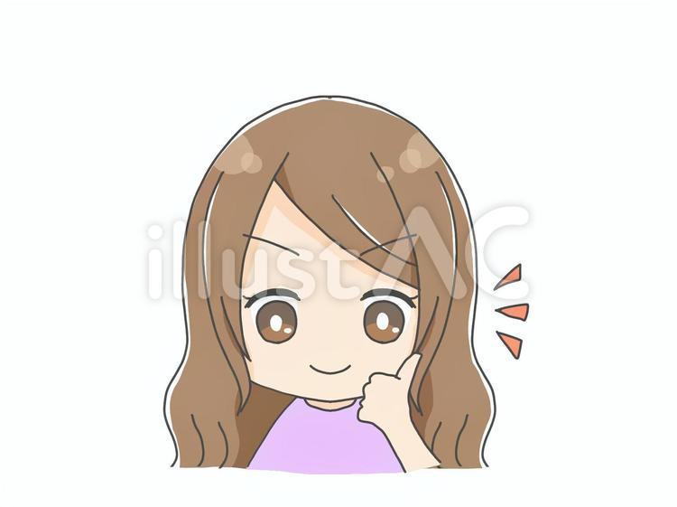 親指を立てる女性 女の子,かわいい,アイコンのイラスト素材