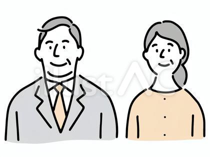 笑顔の中高年の男性と女性 セット