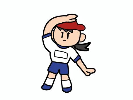 体操 体操,女の子,運動,小学生,手描きのイラスト素材