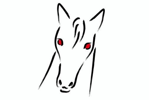 馬の顔(正面)_和風手描き年賀状素材