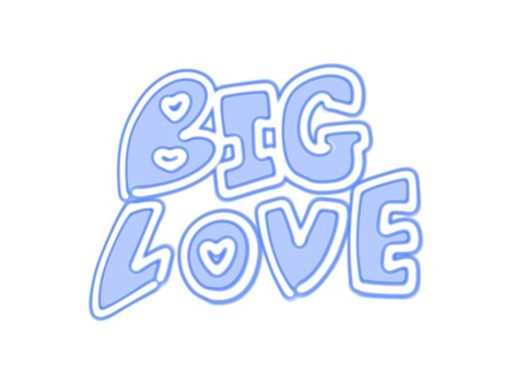 BIGLOVE 青ネオン big,love,ネオン,ハート,手描き,青のイラスト素材