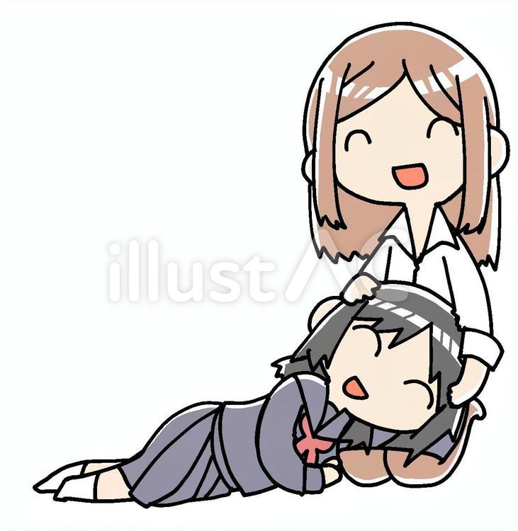 膝枕でいちゃつく母と娘 膝枕,親子,母子のイラスト素材
