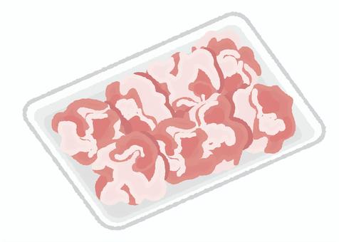 トレーに入った豚コマ トレーに入った豚コマ 豚肉,肉,食材,薄切り肉,黒豚,脂身,精肉,トレイ,ブランド肉,こま切れ肉のイラスト素材