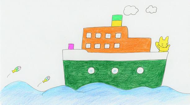 Illustration, ferry, sea, to float, 