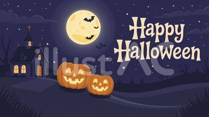 ハロウィン 夜 空背景 イラスト