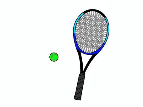青いテニスラケットとボール テニス,ラケット,青,ボール,硬式テニス,庭球,スポーツ,運動,体育,球技のイラスト素材
