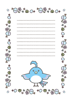 青い怪鳥の幸せ呼んじゃうかもB5便箋 青い鳥,卵,便箋,かわいい,デフォルメ,キャラクターのイラスト素材