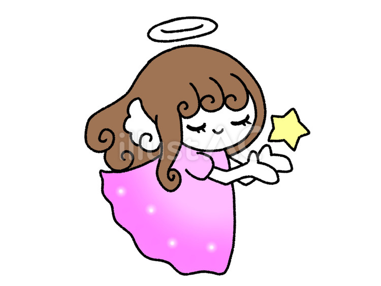 天使(右向き) 天使,星,子供のイラスト素材