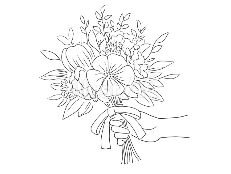 花束をわたす手 花束,ブーケ,手のイラスト素材