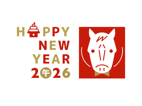 026年午年のお洒落な年賀状デザイン赤