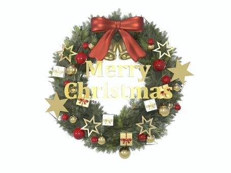 赤いリボンのクリスマスリース クリスマス,クリスマスリース,オーナメント,オーナメントボール,ボール,柊,リボン,ベル,葉っぱ,リングのイラスト素材