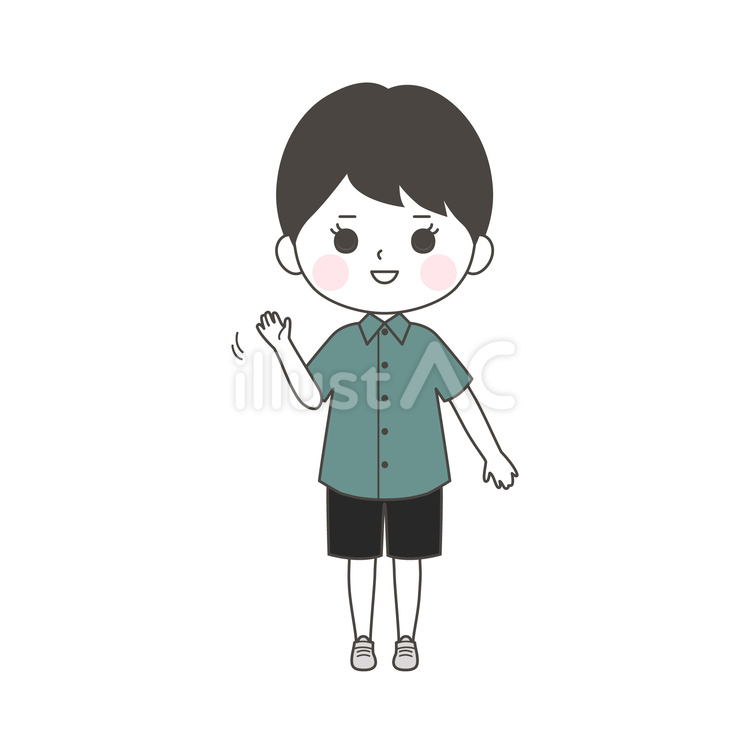 手を振る男の子 挨拶,手,バイバイのイラスト素材