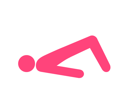 ヒップブリッジ筋トレで背筋を鍛える人（赤 人,人物,全身,ピクトグラム,四つん這い,筋トレ,ヒップブリッジ,ヒップアップ,トレーニング,筋力のイラスト素材