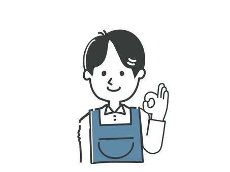 OK 男性 ok,同意,正解,いいね,学校,男性,幼稚園,保育園,バイト,飲食店のイラスト素材