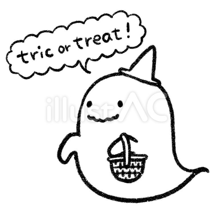 お菓子をほしがるおばけのイラスト おばけ,ハロウィン,手描きのイラスト素材