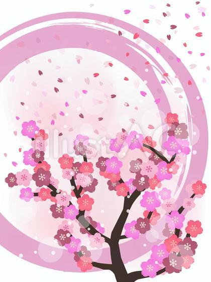 桜の壁紙・和風水彩背景