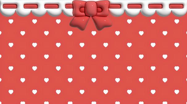 ぷくかわレースとリボンの背景 赤 リボン,レース,フリル,ハート,ぷっくり,ガーリー,赤,背景,パターン,シームレスのイラスト素材