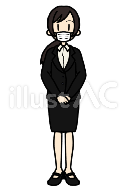 マスクをする女性 マスク,スーツ,女性のイラスト素材