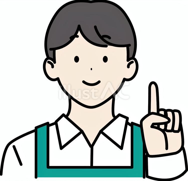 黒髪男子のお店の店員さんポイント 店員,店員さん,男のイラスト素材