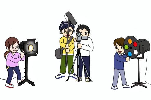 学芸会裏方スタッフ 学芸会,セット,裏方,学校行事,音声,照明,シンプルのイラスト素材