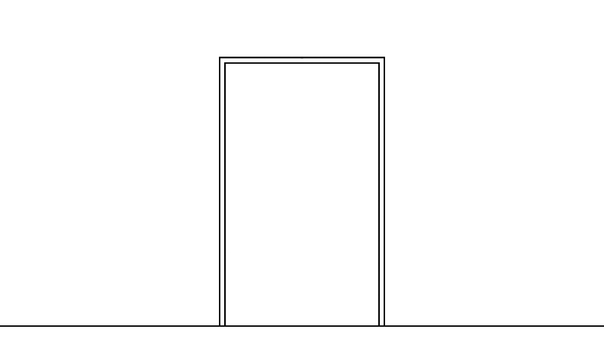 扉(線画)3_5 扉,引き戸,片開き,線画,開く,入口,出口,シンプルのイラスト素材