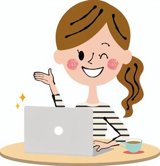 Illustration, female, computer, people, 