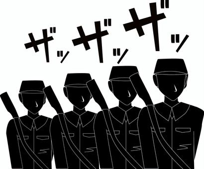兵隊行進 旧日本兵,兵隊,行進,歩く,音,戦争,日本,昔,歴史,複数のイラスト素材