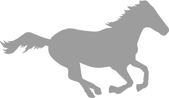 疾走する馬シルエットグレー 馬,うま,走る,速い,スピード,走っている,動物,サラブレット,競馬,乗馬のイラスト素材